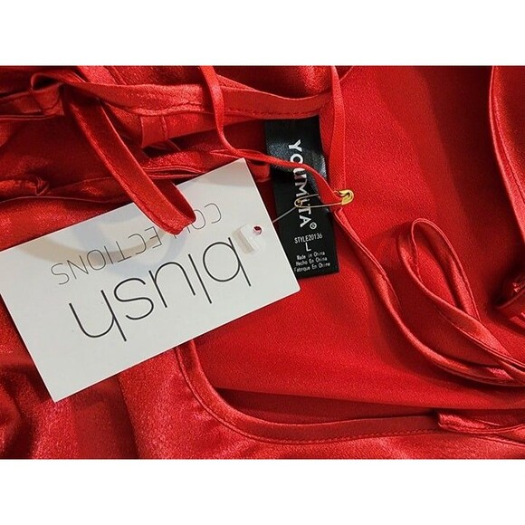 Red Satin Slip Nightie and thong - Picture 5 of 5